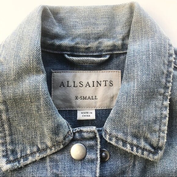 NWOT All Saints Serene Vintage Wash Patchwork Jean Jacket Size XS - Picture 9 of 13